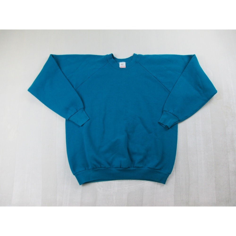 VINTAGE Fruit Of The Loom Sweater Mens Extra‎ Large Blue Blank Crewneck Casual*